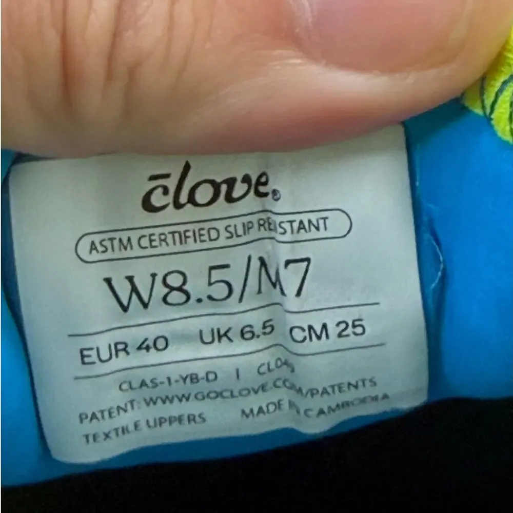 Clove Classic Nursing Sneaker Neon Yellow/Blue Women 8.5 Healthcare Medical